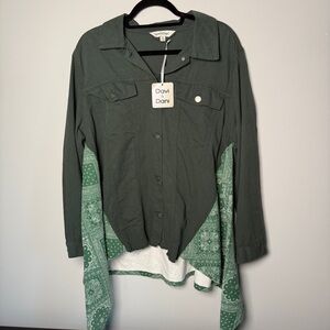 DAVI & DANI Olive Green Top